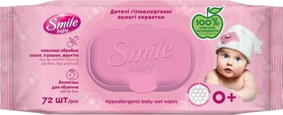 Детские влажные салфетки Smile Baby для новорожденных с клапаном 72 шт (4823071617870) VZВ00144725NF фото