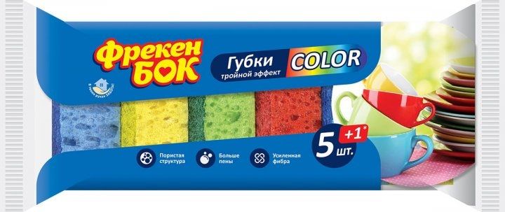 Губка кухонная Фрекен БОК Color 5+1 шт (4823071630824) VZВ00141093NF фото