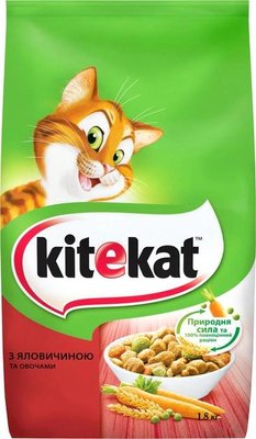 Сухой корм Kitekat для кошек с говядиной и овощами 1.8 кг (5900951137877) VZ000074633F фото