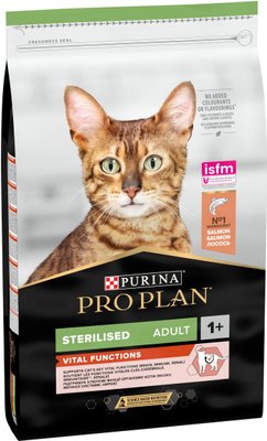 Сухой корм Purina Pro Plan Sterilised Adult 1+ для стерилизованных кошек и кошек с лососем 10 кг (7613036517164) VZ000076812F фото