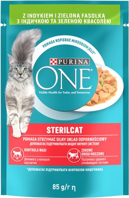 Влажный корм Purina One Sterilcat для стерилизованных кошек с индейкой и зеленой фасолью 85 г.(7613038273358) VZ000074446F фото