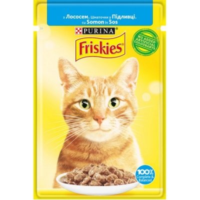 Вологий корм для котів Purina Friskies шматочки у підливі з лососем 85 г (7613036962230) VZ000035246F фото