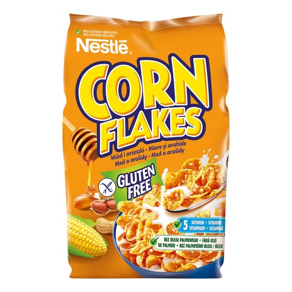 Готовий сухий сніданок Nestle Corn Flakes Honey&Nut безглютенові пластівці з медом та арахісом 450 г (5900020025692) VZ000077763F фото