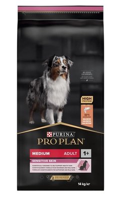 Сухой корм для взрослых собак средних пород с чувствительной кожей Purina Pro Plan Medium Adult 1+ Sensitive Skin с лососем 14 кг VZ000072399F фото