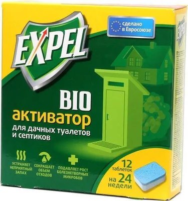 Біоактиватор Expel для дачних туалетів у таблетках 12шт (4820184440593) VZВ00295286NF фото
