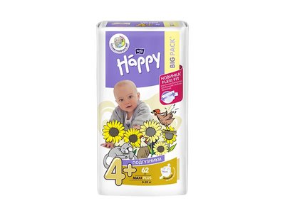 Підгузки дитячі Bella Baby Happy Maxi Plus 9-20 кг 62 шт (5900516601140) VZВ00312117NF фото