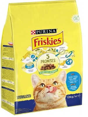 Сухой корм Purina Friskies Sterilized для взрослых кошек после стерилизации с лососем, тунцом и овощами 10 кг.(7613033205064) VZ000071787F фото