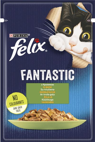 Влажный корм Felix Fantastic для кошек с кроликом в желе 85г (7613039835500) VZ000071585F фото