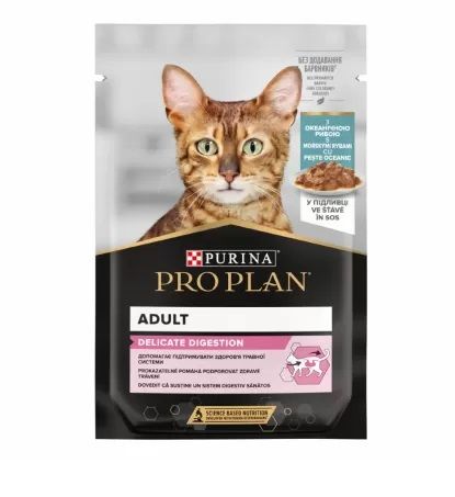 Влажный корм Purina Pro Plan Delicate NutriSavour с океанической рыбой для кошек с чувствительным пищеварением 85 г (7613287107664) VZ000077882F фото