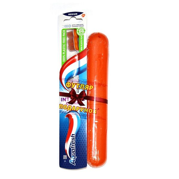 Зубная щетка Aquafresh Intense Clean Medium с футляром 1 шт (4820127150657) VZВ00289784NF фото