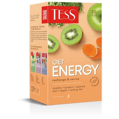 Чай TESS Get Energy Зелений в фільтр - пакетах по 20 х 1,5 г (4823096809021) VZ000072834F фото