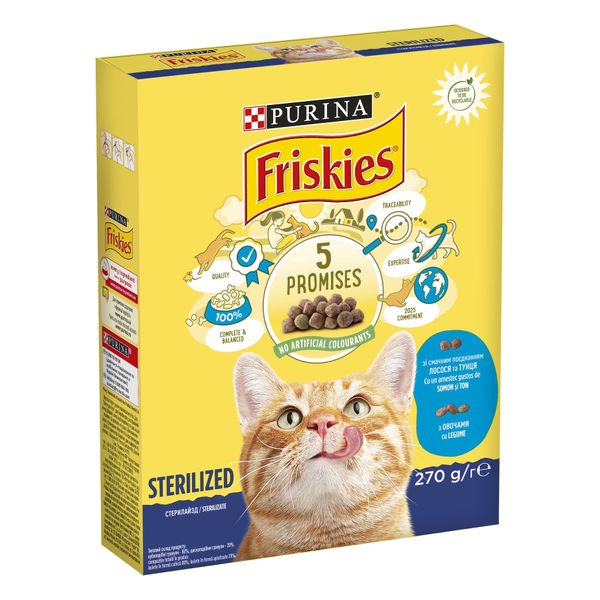 Сухой корм Friskies Sterilized Cats для стерилизованных кошек с лососем и овощами 270 г. (7613035352346) VZ000071123F фото