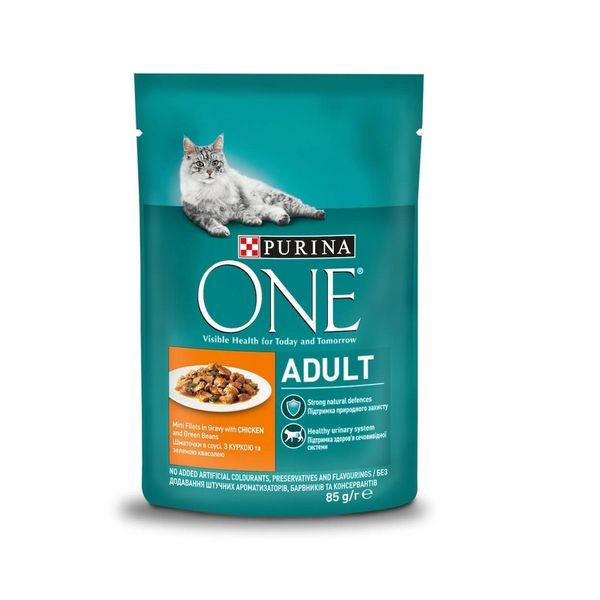 Влажный корм Purina One Adult С курицей и зеленой фасолью 85 г (7613038255743) VZ000062729F фото