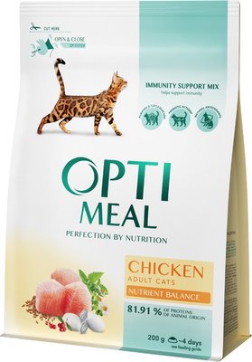 Сухой корм Optimeal для кошек со вкусом курицы 200г. (4820215360180) VZ000030395F фото