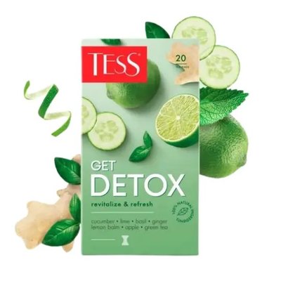 Чай TESS Get Detox Зелений в фільтр - пакетах 20 х 1,5 г (4823096809069) VZ000072835F фото