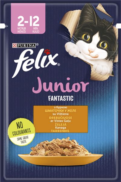 Влажный корм Felix Fantastic Junior для кошек с курицей в желе 85 г (7613039832189) VZ000071587F фото