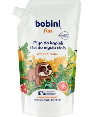Лосьйон для ванни та гель для миття тіла Bobini Fun Цитрусові дой-пак 500 мл (5900931033403) VZ000077543F фото